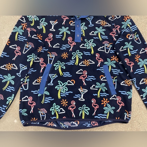 Chubbies Neon Lights Palm Tree Flamingo Unisex Fleece Pullover Jacket Large - Picture 7 of 14